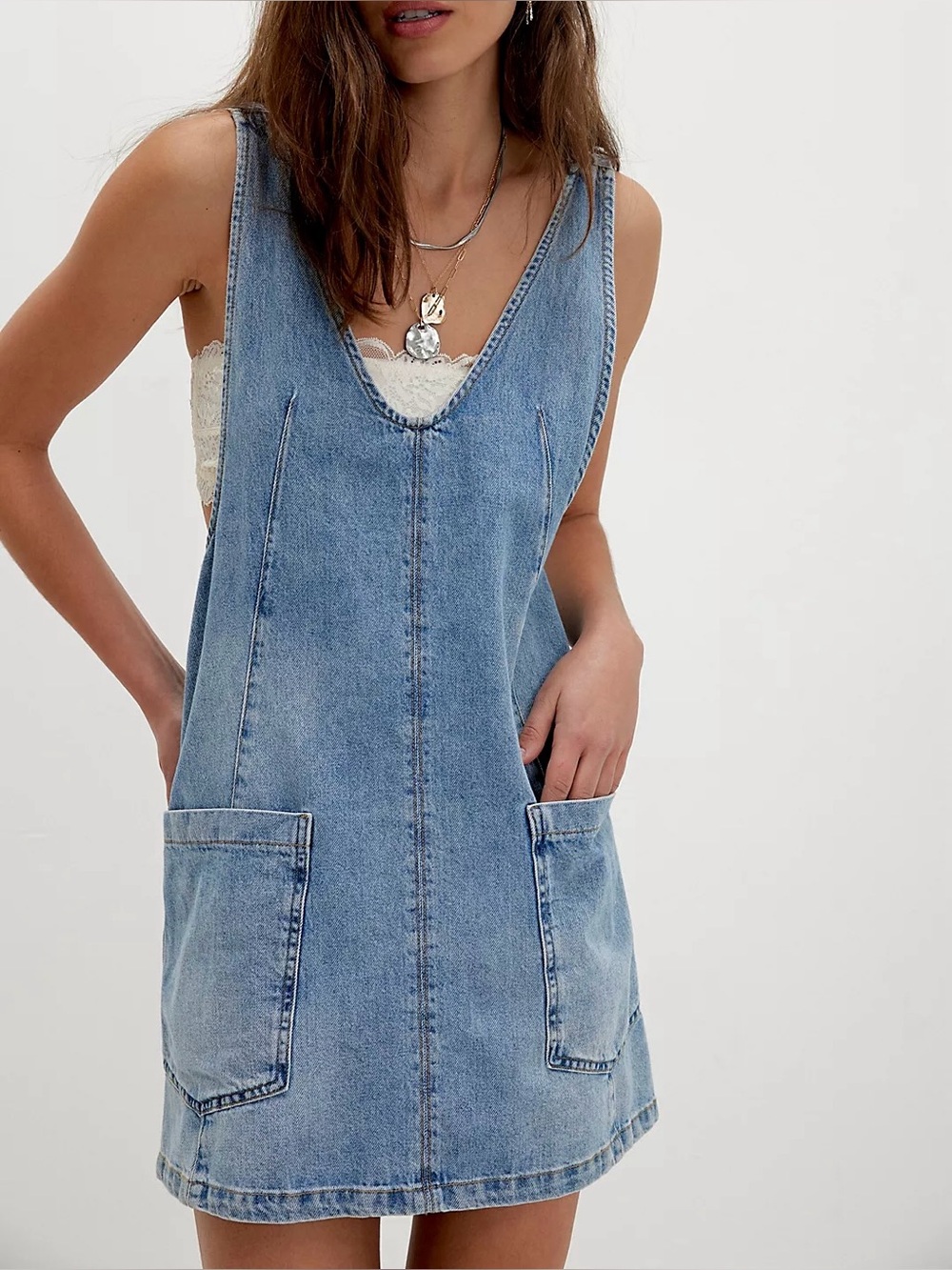 NWOT Free People We The Free High Roller Skirtall - light blue - XL - Picture 5 of 9